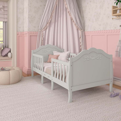 SweetPea Baby Rose 3-in-1 Convertible Toddler Bed in Platinum