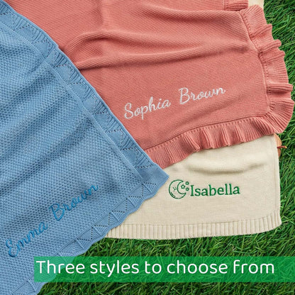 SISLAF Personalized Baby Blanket - Embroidered Name Knit Blanket (photo 4)