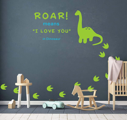 BabyOneStop Dinosaur Roar Means I Love You Wall Decal With Footprints