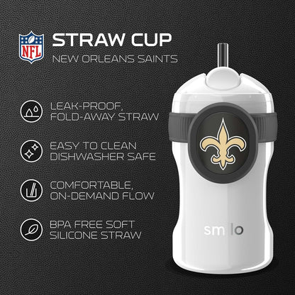 Smilo New Orleans Saints NFL Straw Cup with Weighted Silicone Straw, 8.5 oz