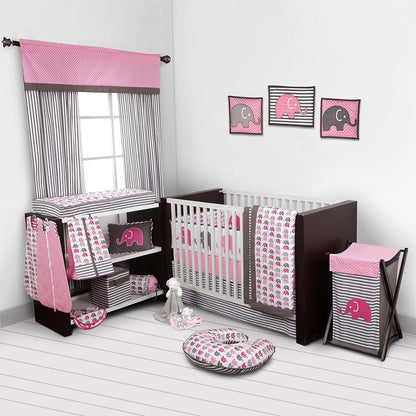 Bacati - Elephants Pink/grey Hamper (photo 2)