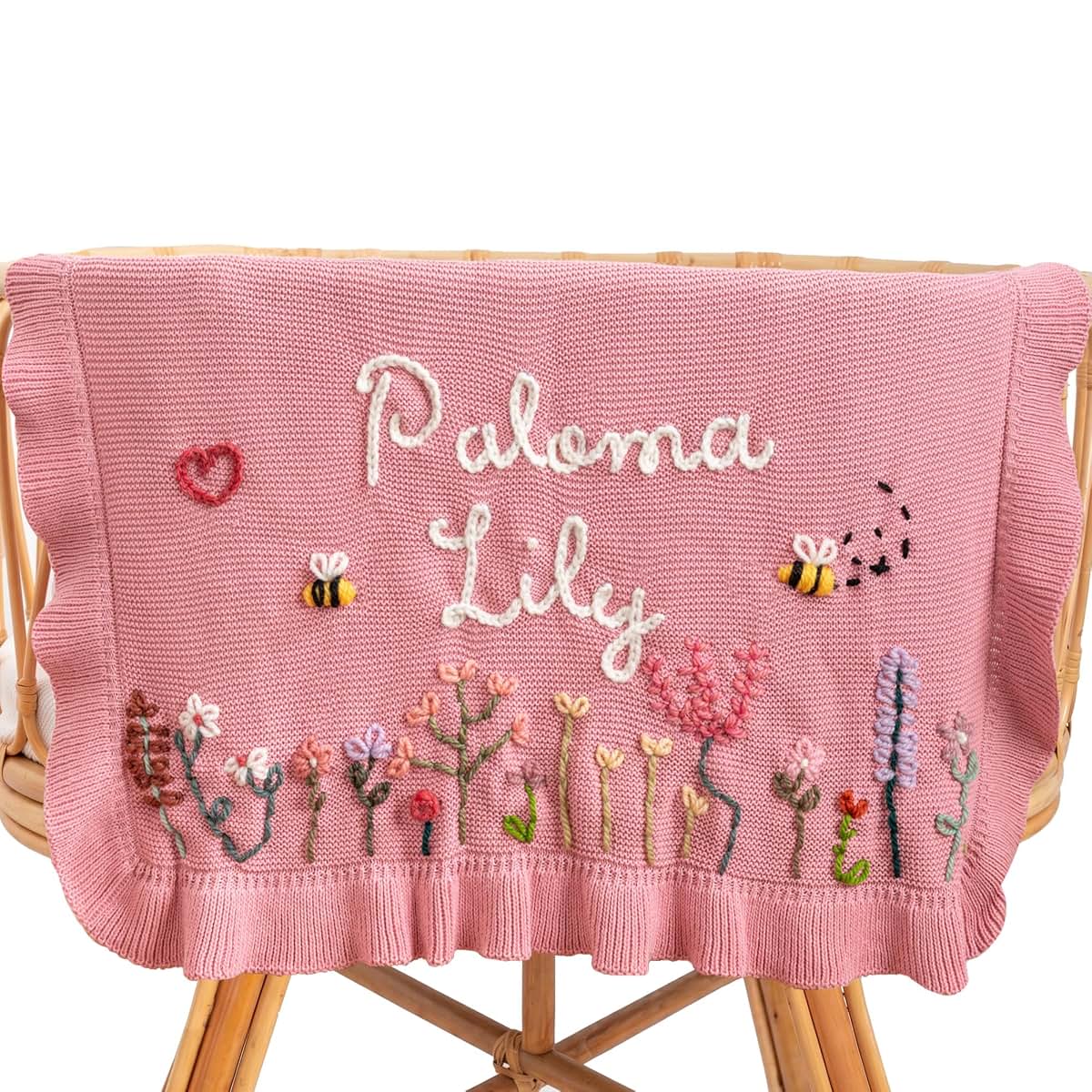 Boozieskoozies Personalized Baby Blanket With Hand Embroidered Name
