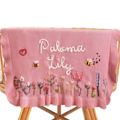 Boozieskoozies Personalized Baby Blanket With Hand Embroidered Name