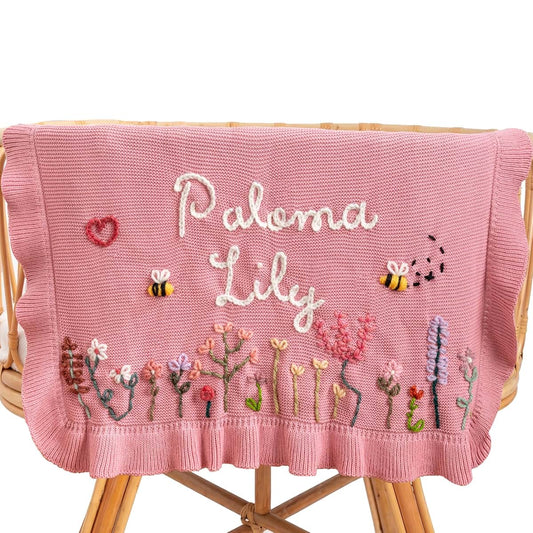 Boozieskoozies Personalized Baby Blanket With Hand Embroidered Name