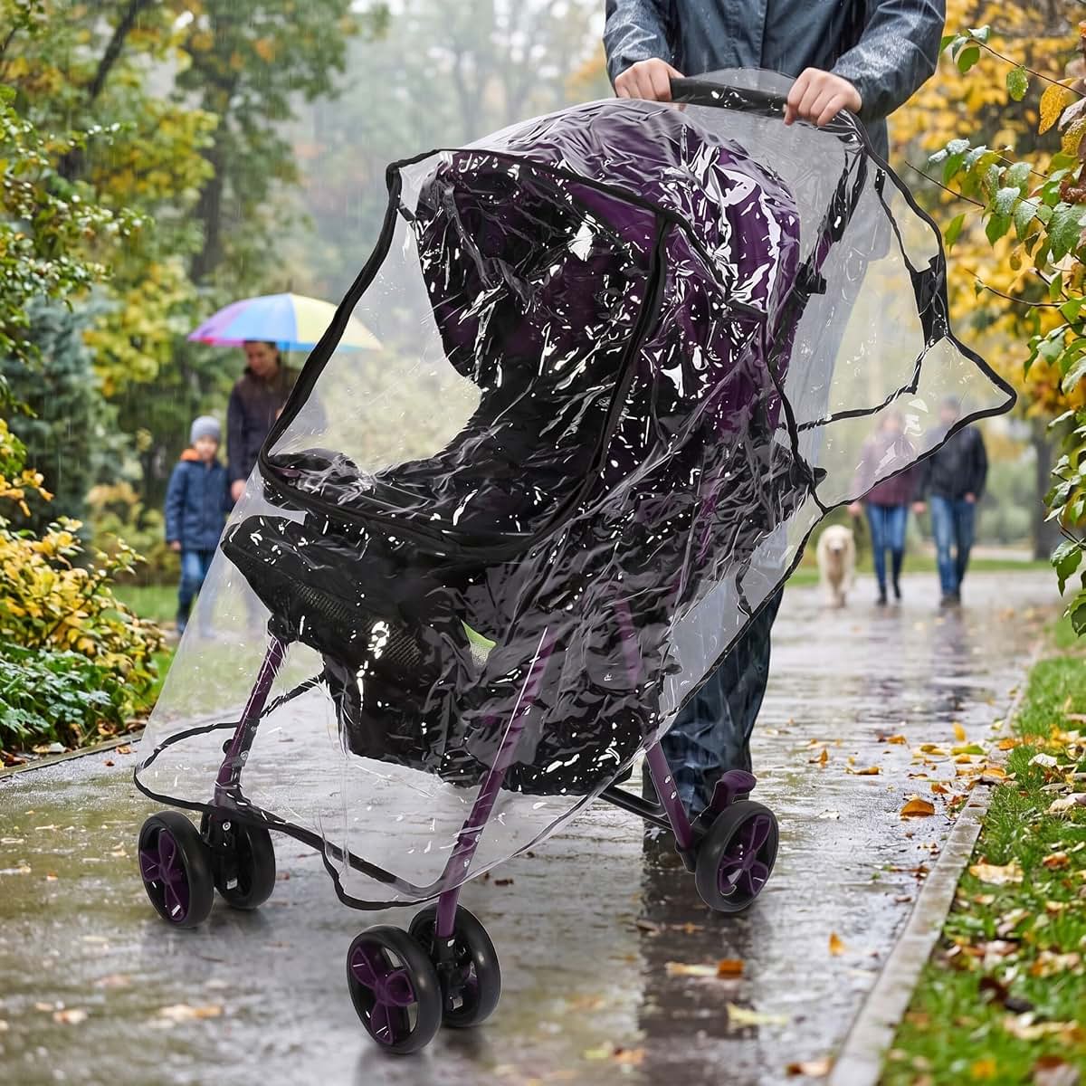 Tnfeeon Universal Stroller Rain Cover for Umbrella Strollers