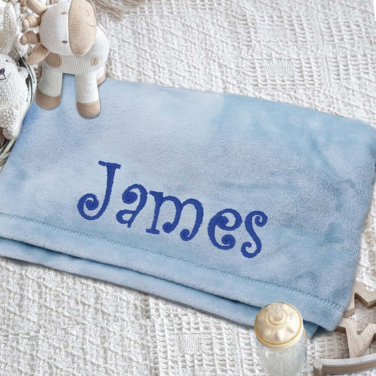 My Personal Memories Customized Baby Blanket for Boy or Girl - Soft and Plush Newborn Gift - Embroidered with Name