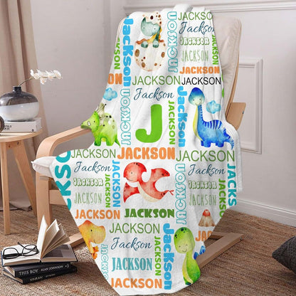 Kawaii Blanket Personalized Dinosaur Baby Blanket With Custom Name (photo 3)