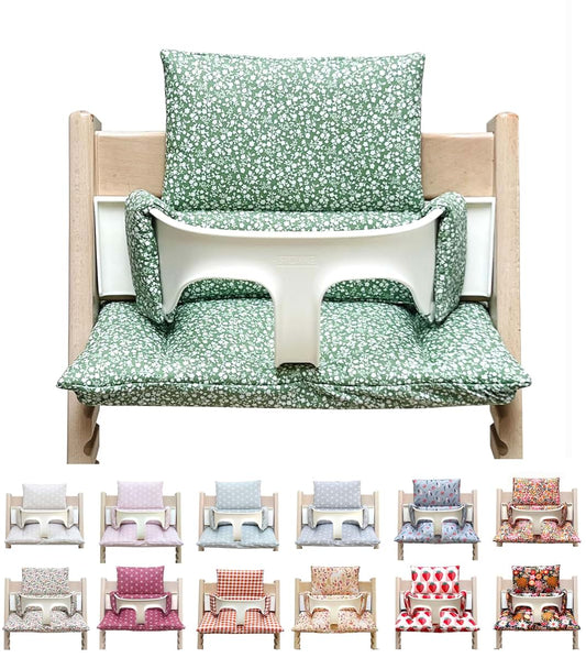 Blausberg Baby Seat Cushion Set Green White Leaves for Stokke Tripp Trapp