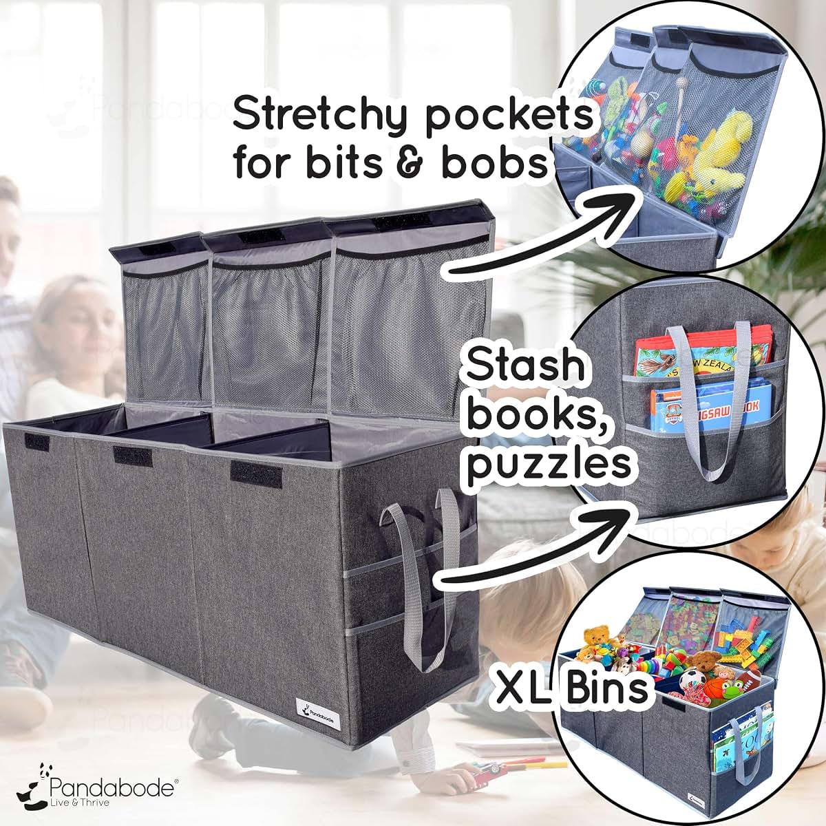 Pandabode Extra Large Toy Box and Storage Organizer with Pockets (photo 2)