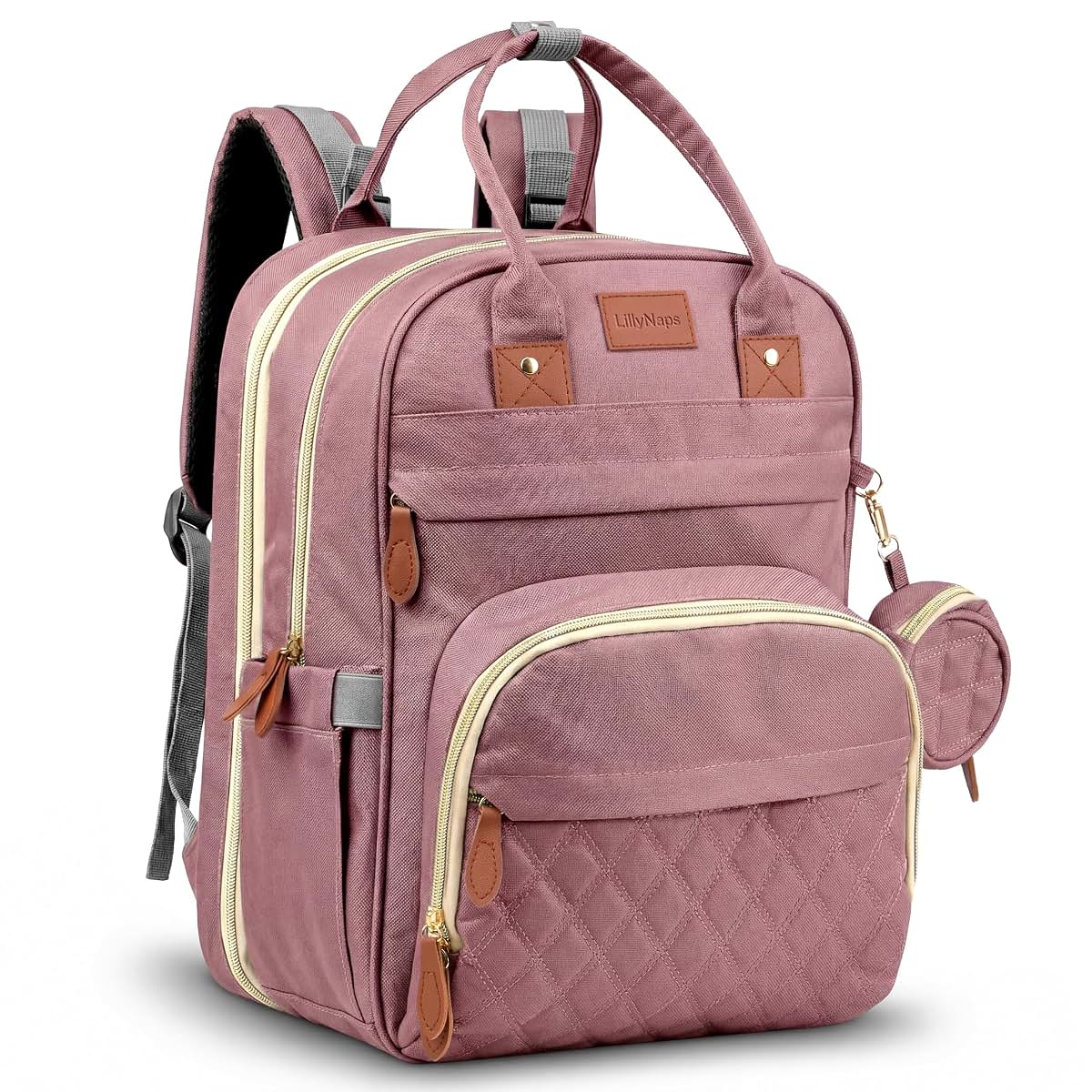 LillyNaps Diaper Bag Backpack with Changing Station | 600D Oxford Waterproof Baby Bag for Mom & Dad | Large Baby Diaper