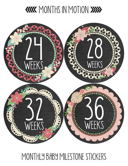 Months In Motion Weekly Pregnancy Belly Growth Stickers - 12 Piece Set (photo 3)