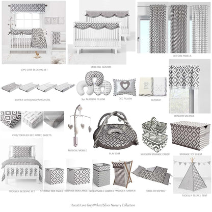 Bacati Love Unisex Fabric Memory Photo Bulletin Board in Silver/Grey (photo 3)