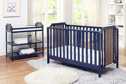 Suite Bebe Brees Convertible Island Crib in Midnight Blue and Vintage Walnut
