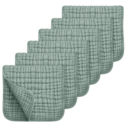 Looxii Muslin Burp Cloths 6 Pack Dark Green