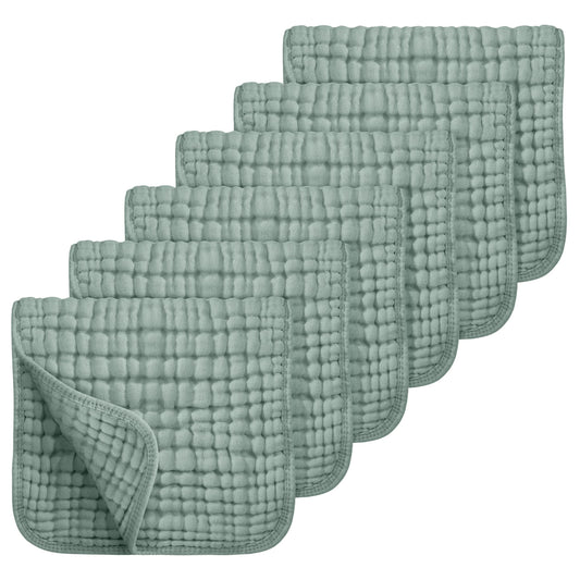Looxii Muslin Burp Cloths 6 Pack Dark Green