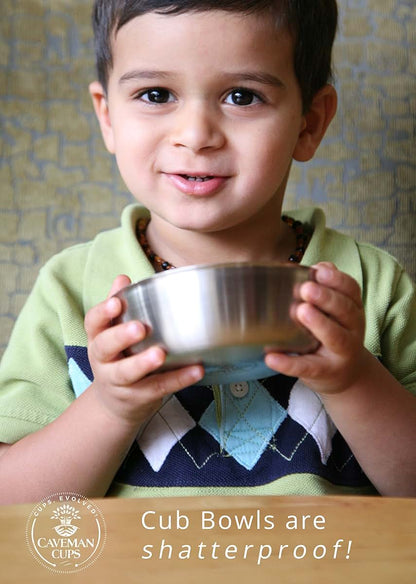 Caveman Stainless Steel Cub Bowls for Baby Toddler Snacks 4 Pack
