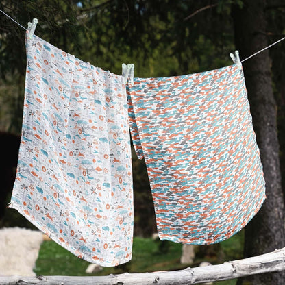 Bacati - 2 Pack Jungle Safari Baby Blankets Boys Swaddle Wrap Soft Breathable Cotton Muslin Swaddle Blankets Receiving (photo 2)