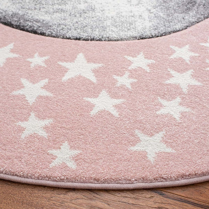 Safavieh Carousel Kids Collection Area Rug - 5'3" Round Pink & Grey