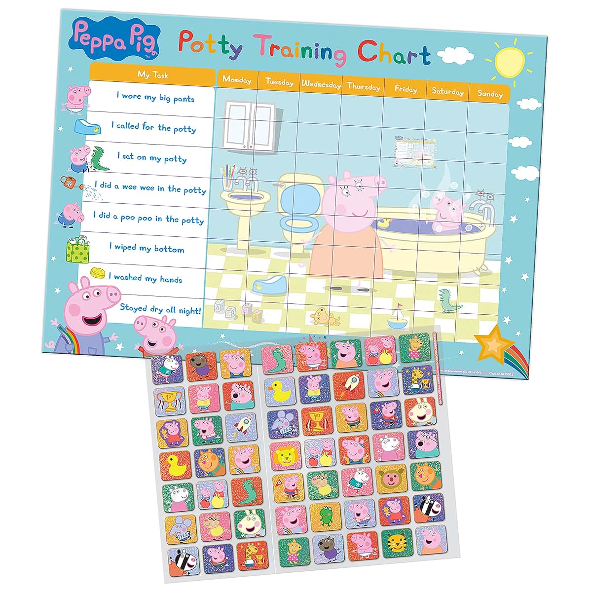 Paper Projects 01.70.30.022 Peppa Pig Potty and Toilet Training Reward Chart and 56 Sparkly Stickers, Pink (photo 2)