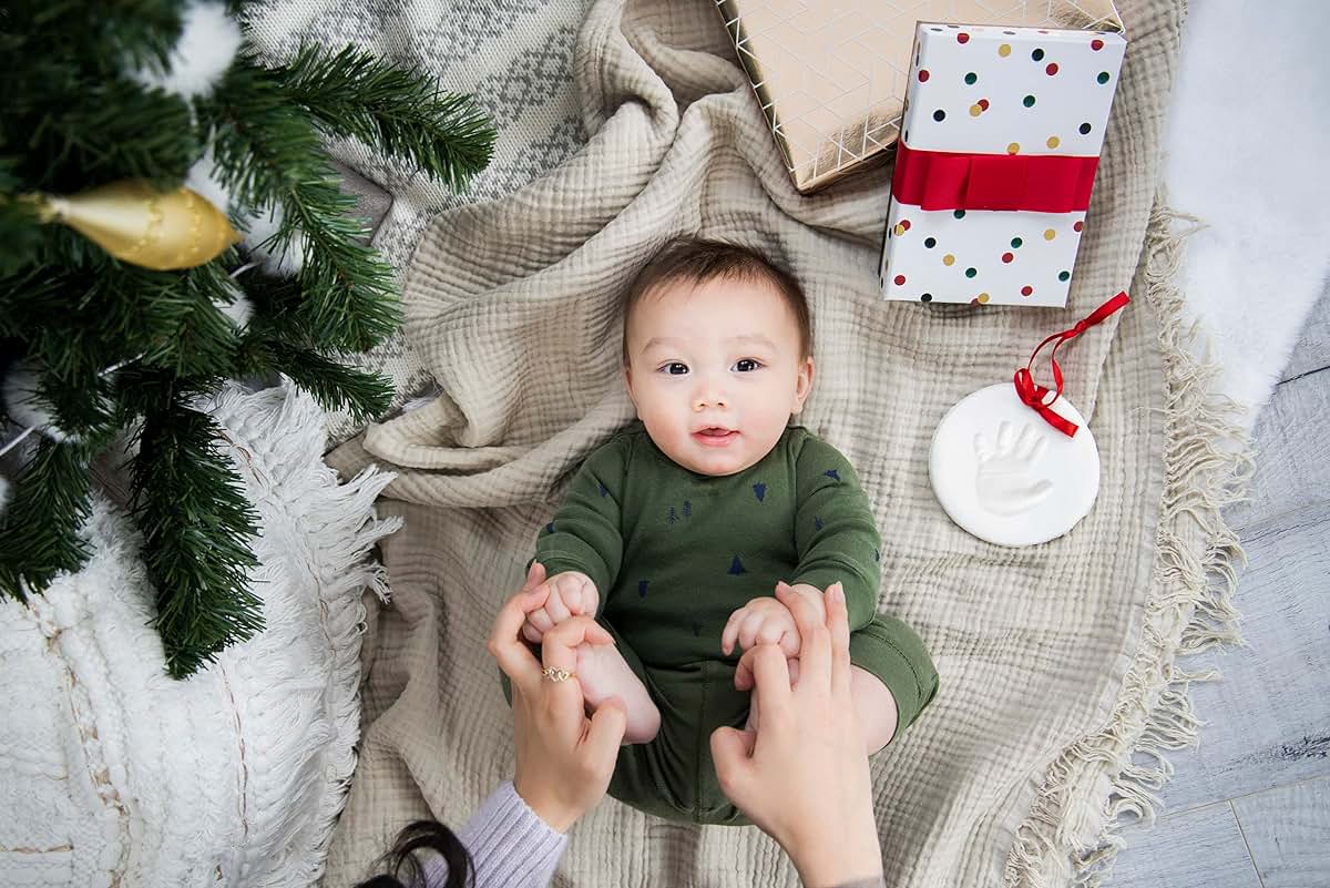 Kate & Milo Baby Print Clay Christmas Ornament Kit for Handprints and Footprints
