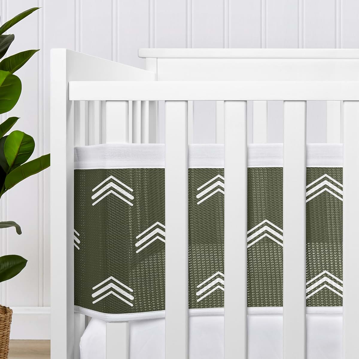 Sweet Jojo Designs + BreathableBaby 2-Piece Mesh Crib Liner Set Dark Green Boho Arrow