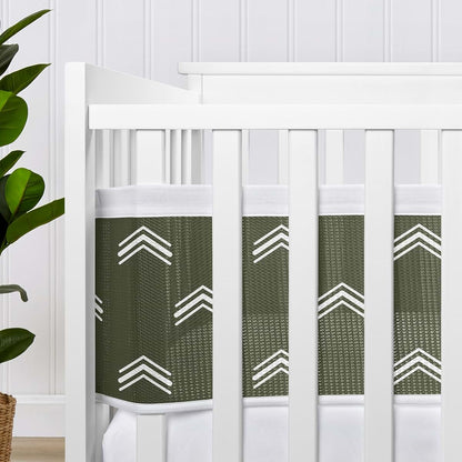 Sweet Jojo Designs + BreathableBaby 2-Piece Mesh Crib Liner Set Dark Green Boho Arrow