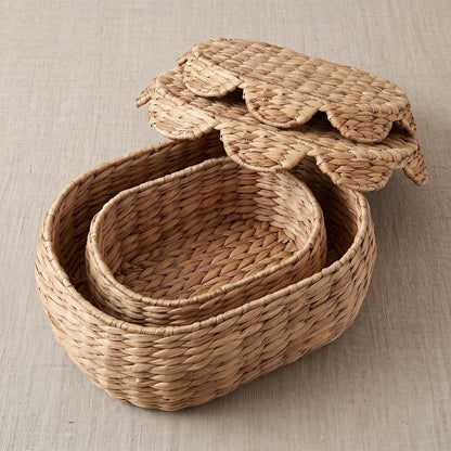 AV CONNECT Set 2 Scalloped Basket with Lids, Toy Storage Organizer, Nursery Small Bin (photo 4)