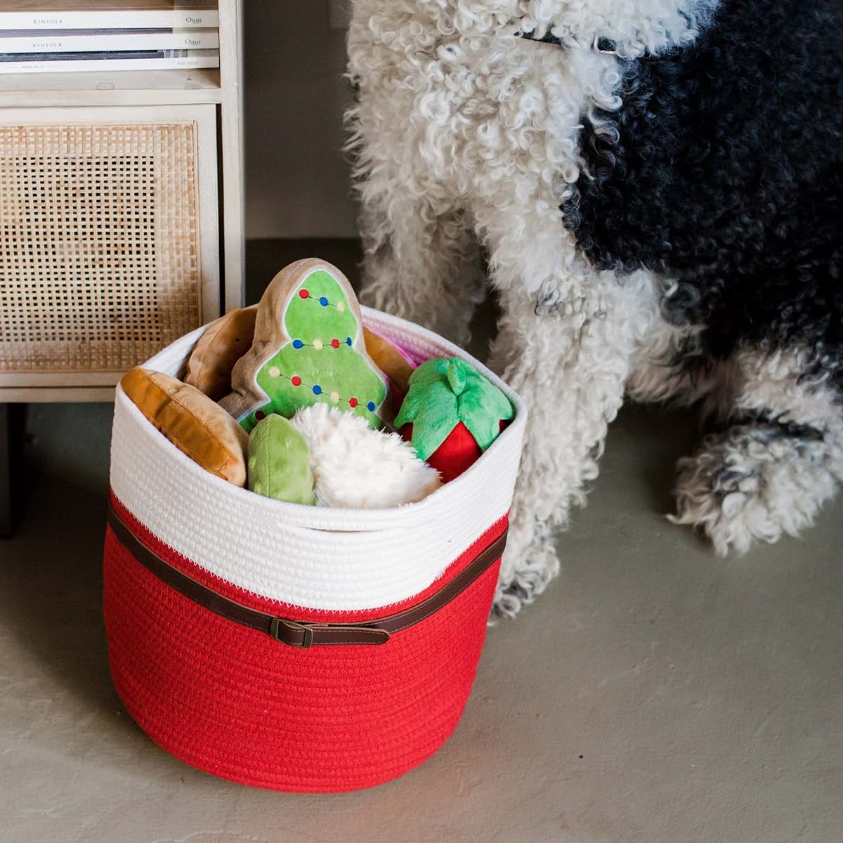 Midlee Santa Rope Basket for Festive Storage and Decor