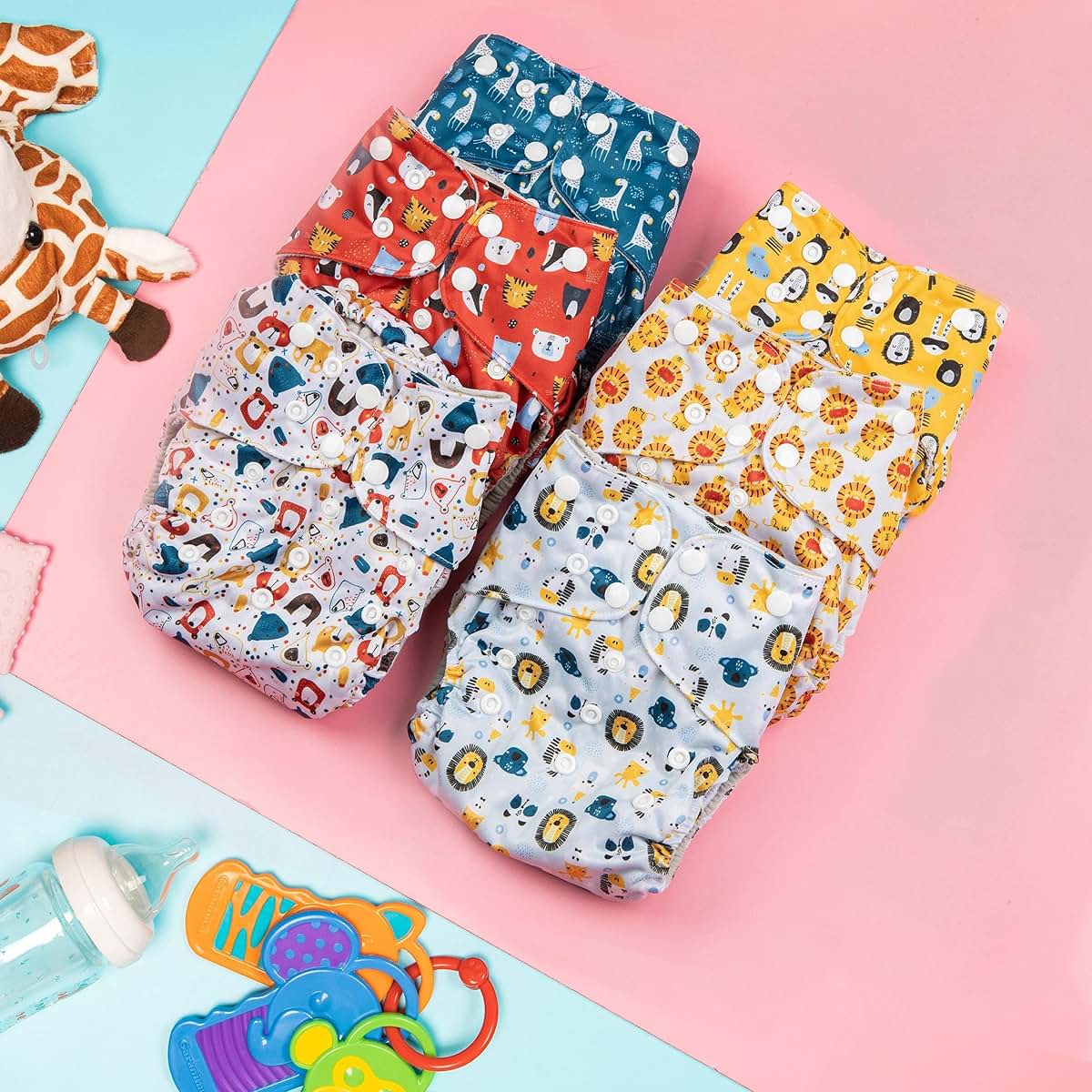 Simple Being Reusable Cloth Diapers, Double Gusset, One Size Adjustable, Washable Soft Absorbent, Waterproof Cover (photo 2)