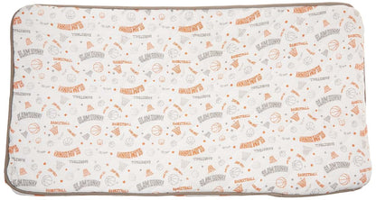 Bacati Basketball Orange And Grey Muslin Quilted Changing Pad Cover (photo 2)
