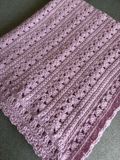 Kim's Crochet Designs Hand Crochet Baby Girl Blanket, Pink Stripe (photo 2)