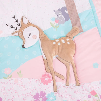 CribMATE 5-Piece Pink Floral Animal Crib Bedding Set (photo 3)