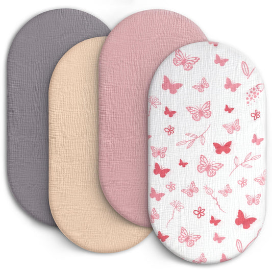 IOCCLH Muslin Bassinet Sheets 4-Pack