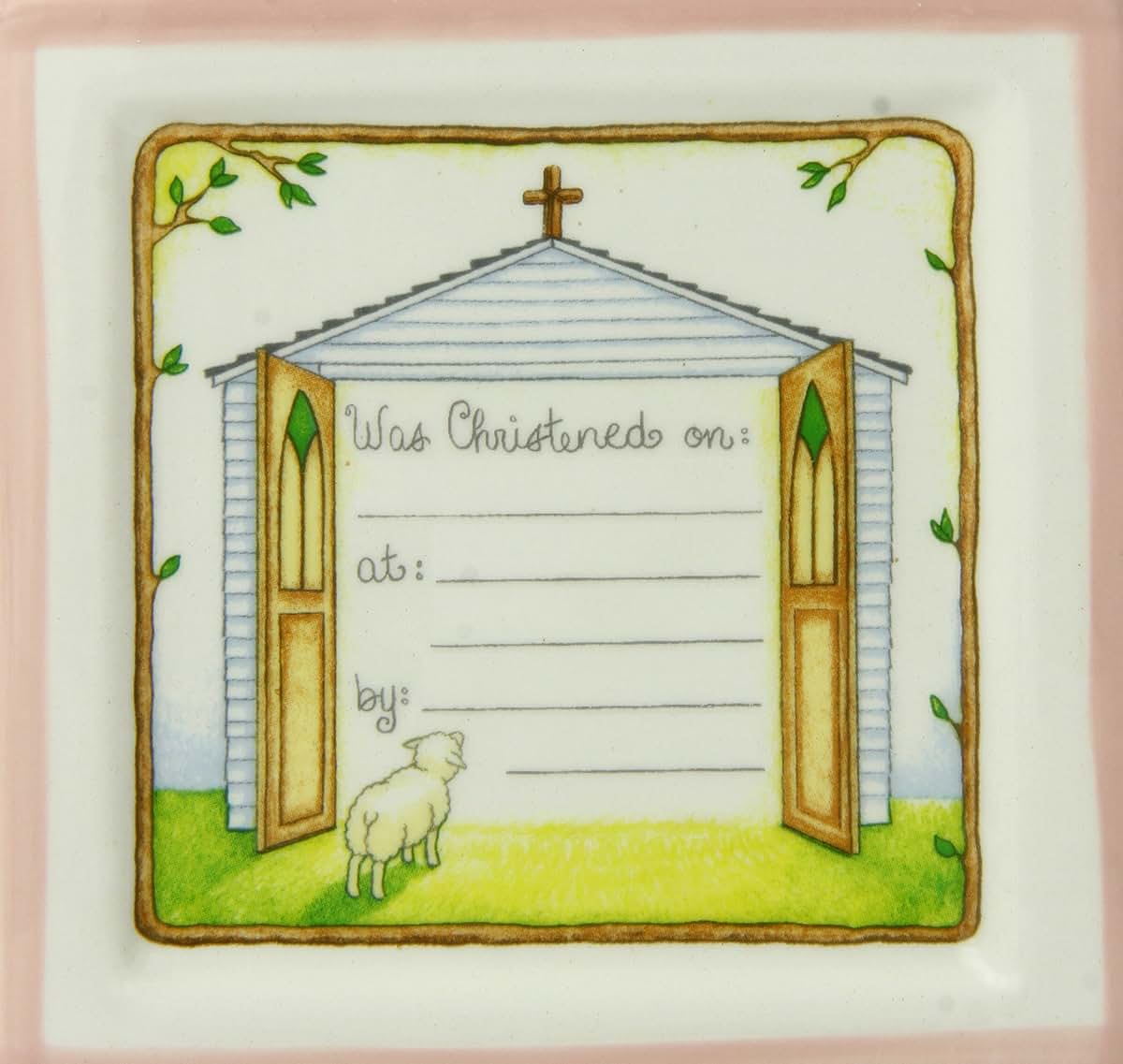 Child to Cherish Christening Block Pink Ceramic Savings Cube