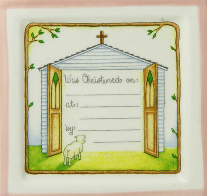 Child to Cherish Christening Block Pink Ceramic Savings Cube