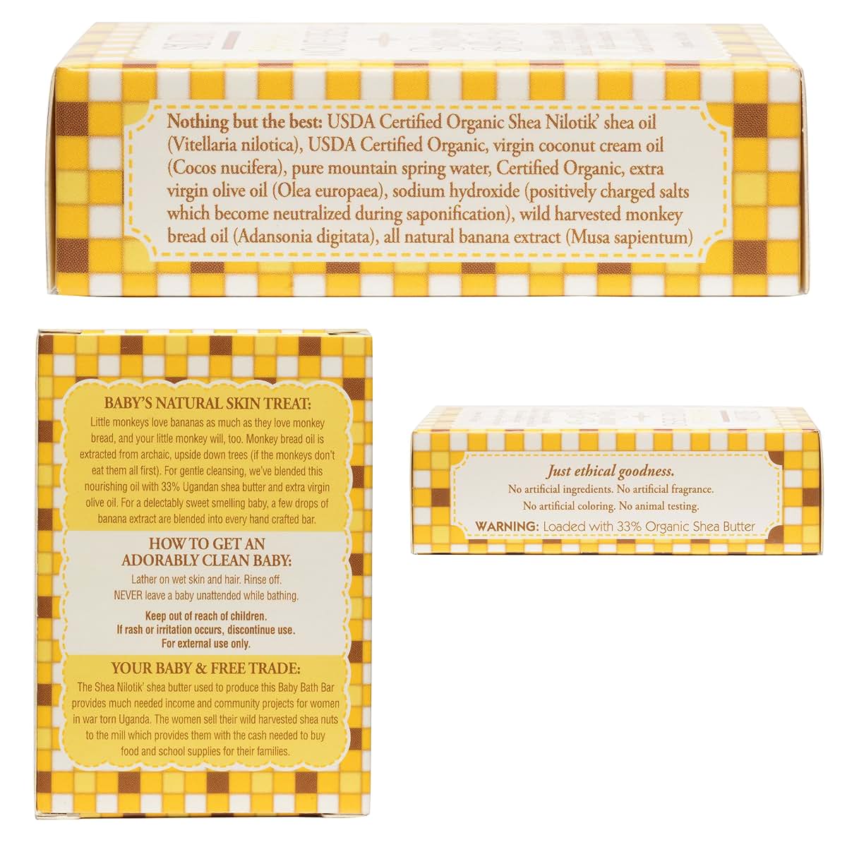 Shea Terra Organics Bananas and Monkey Bread Baby Shampoo & Bath Bar 4 oz (photo 2)