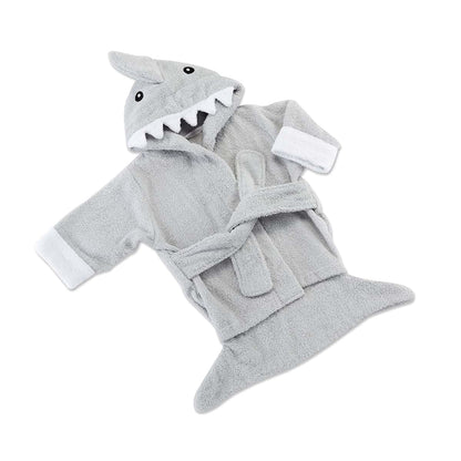 Baby Aspen Hooded Shark Robe,Let The Fin Begin, Ultra Soft Gray Cotton Terry Toddler/Baby Boy Towel, Baby Shower (photo 2)