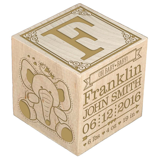 LifeSong Milestones Personalized New Baby Birth Announcement Engraved Wooden Baby Block for Newborn Boys and Girls.