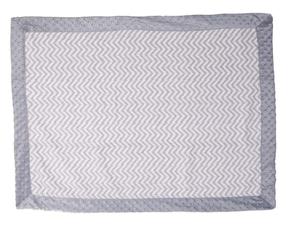 Bacati - Grey Ikat Chevron with Solid Border Plush Blanket (Grey Chevron/Grey Border) (photo 3)