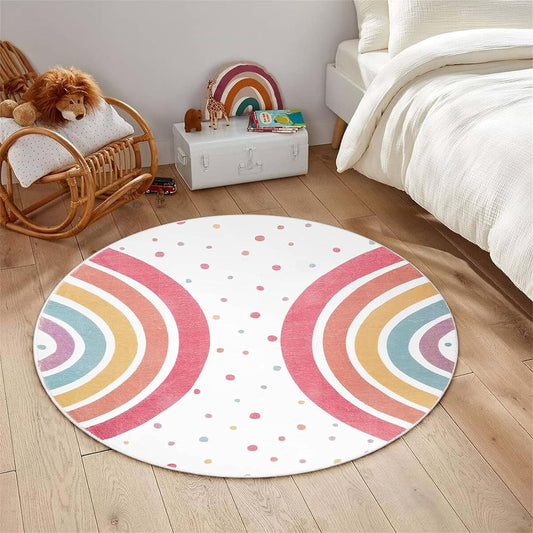 BabyOneStop HONGXIU Rainbow Children's Round Area Rug, 5ft