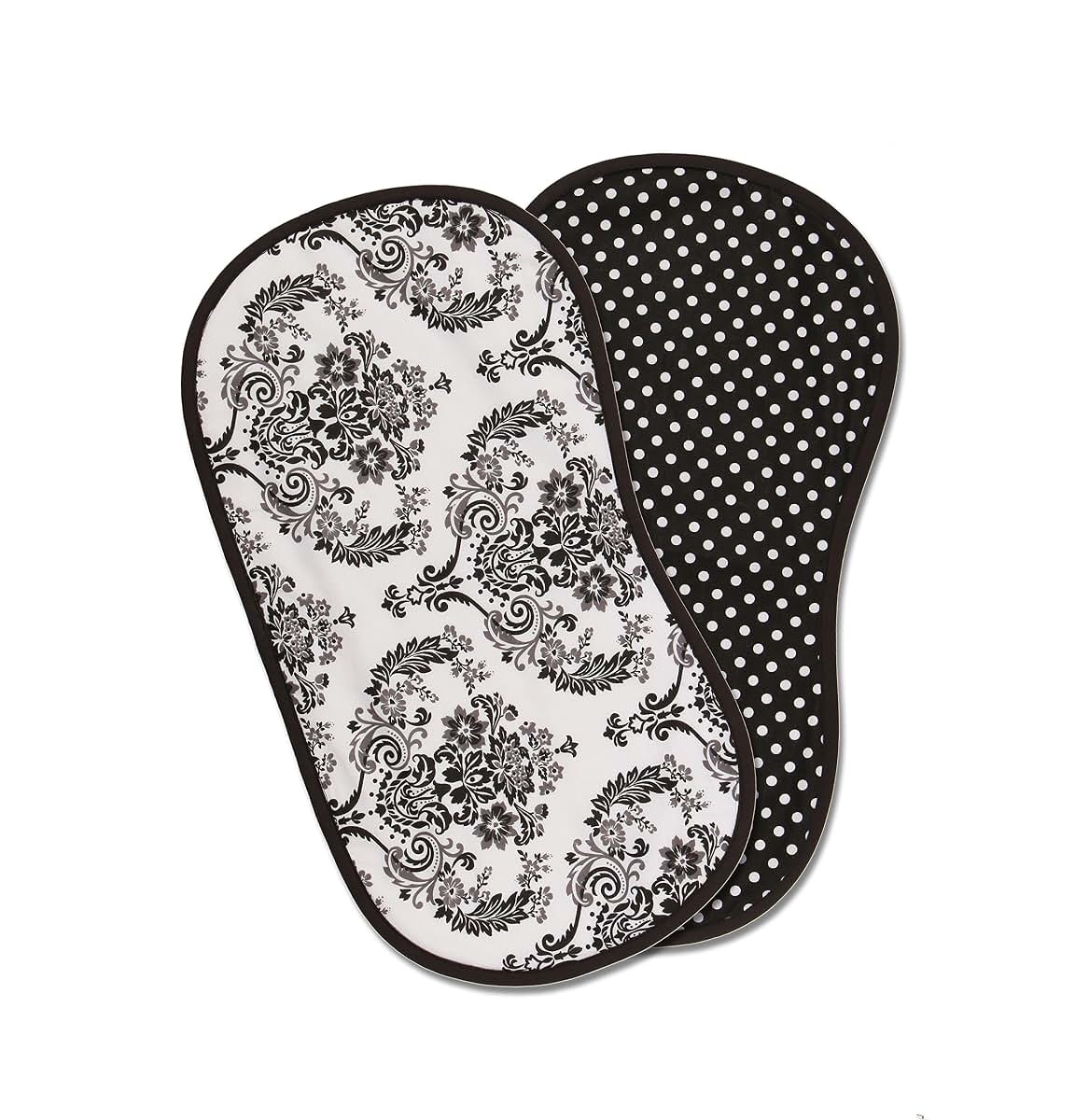 Bacati - Classic Damask White/Black Burpies Set of 2 Pcs