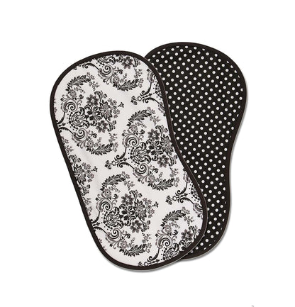 Bacati - Classic Damask White/Black Burpies Set of 2 Pcs