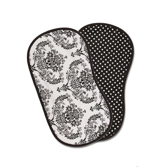 Bacati - Classic Damask White/Black Burpies Set of 2 Pcs