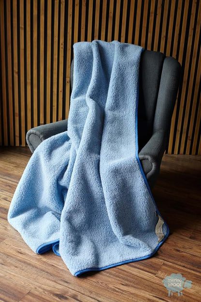 Merino Wool Blue Baby Blanket for Crib and Toddler Bed