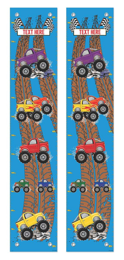 Personalization Mall Personalized Gifts Monster Trucks Cars Any Text Growth Chart - 2-Pack