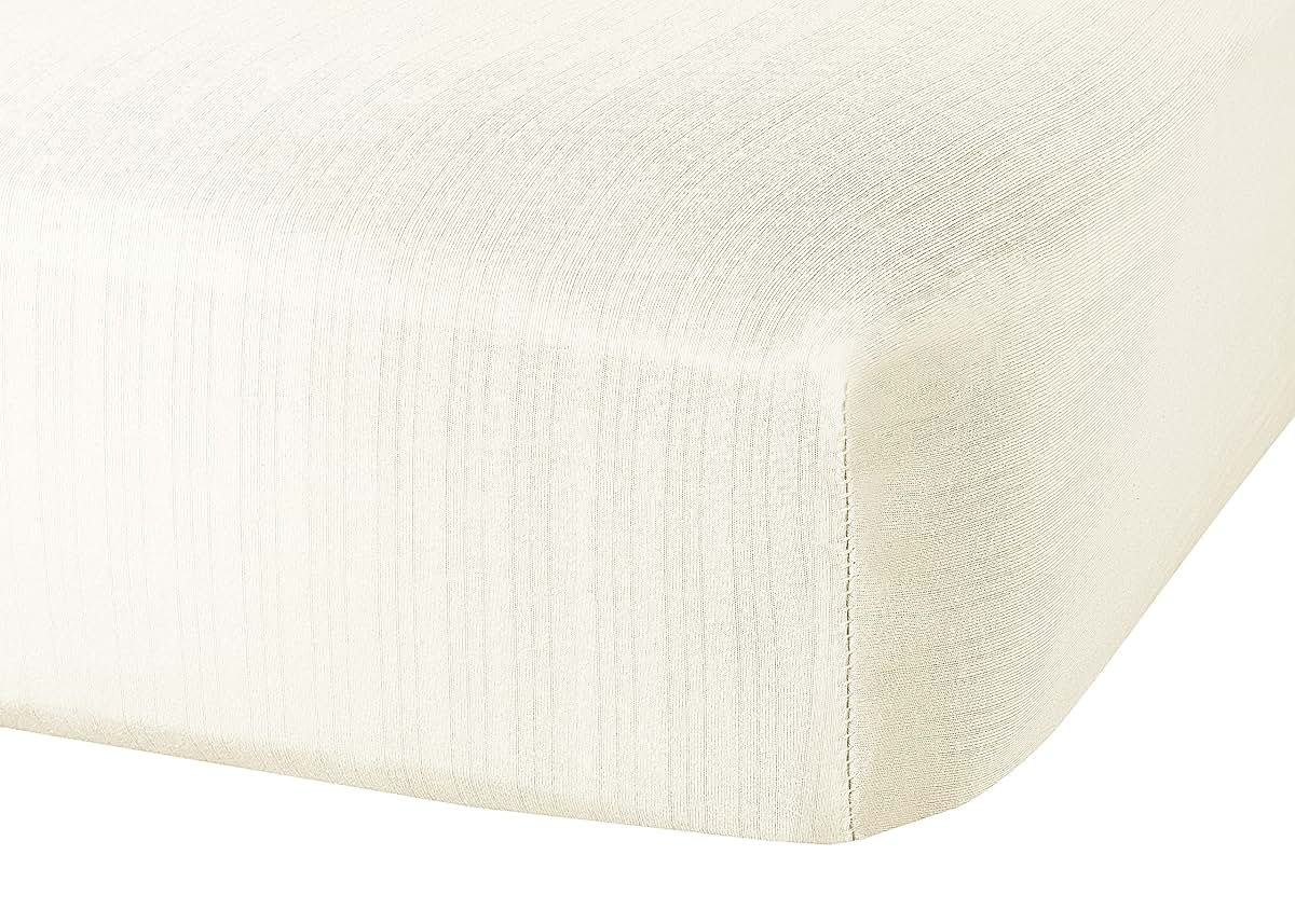 Abstract Mini Crib Cotton Sheet In Ribbed Ivory