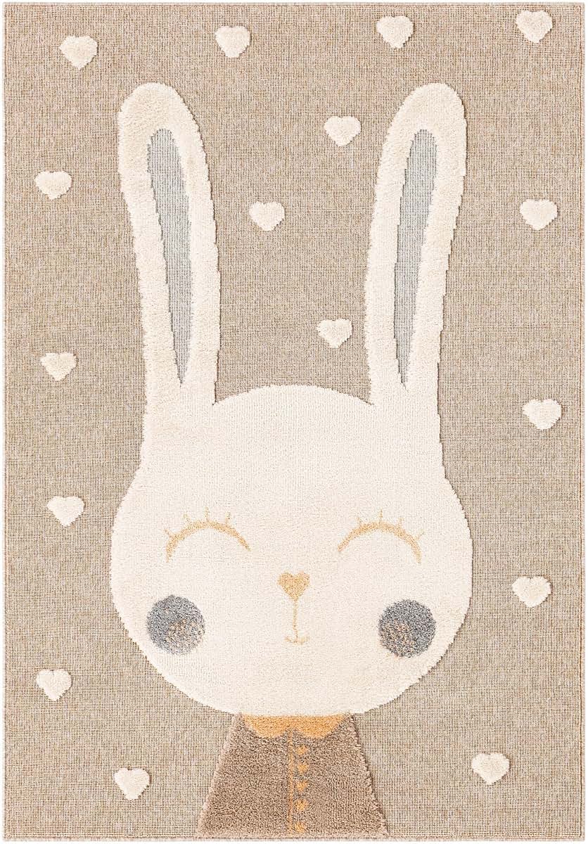 Rugs.com Whimsy Kids Peach Blossom Bunny And Hearts Area Rug (photo 2)
