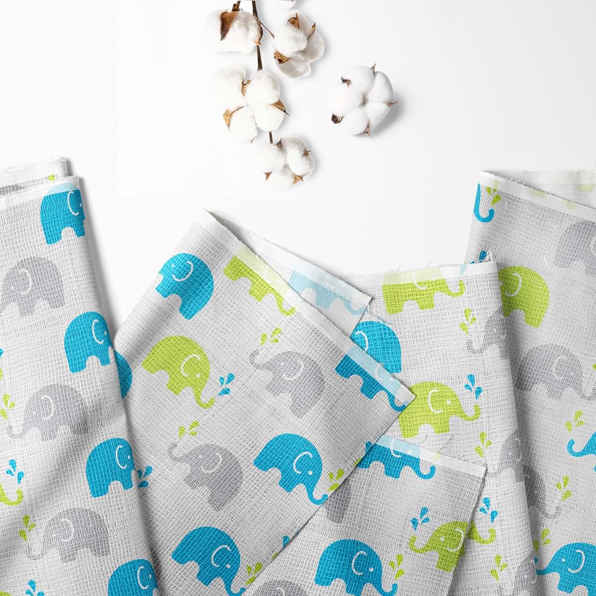 Bacati Elephants Muslin Crib Fitted Sheets Aqua Lime Grey 2 Pack (photo 2)