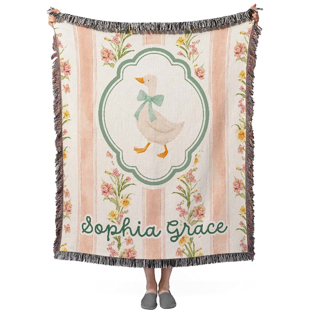 Studio Sam and Co Personalized Cotton Baby Blanket Custom Goose Woven Tapestry Throw