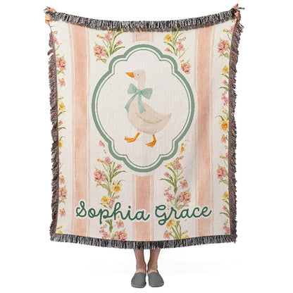 Studio Sam and Co Personalized Cotton Baby Blanket Custom Goose Woven Tapestry Throw